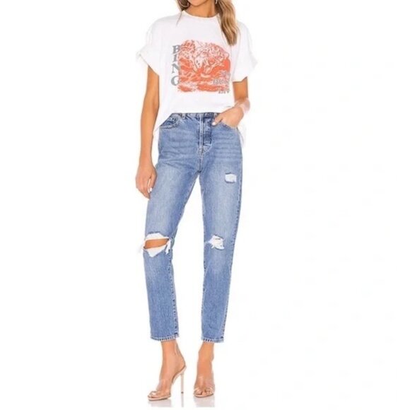 Anine Bing Brenda Distressed Straight Jeans - Picture 1 of 11